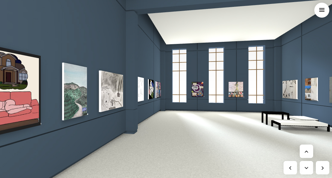 A view of the virtual CSWB Youth Art exhibition gallery showing artwork hanging in a gallery. 