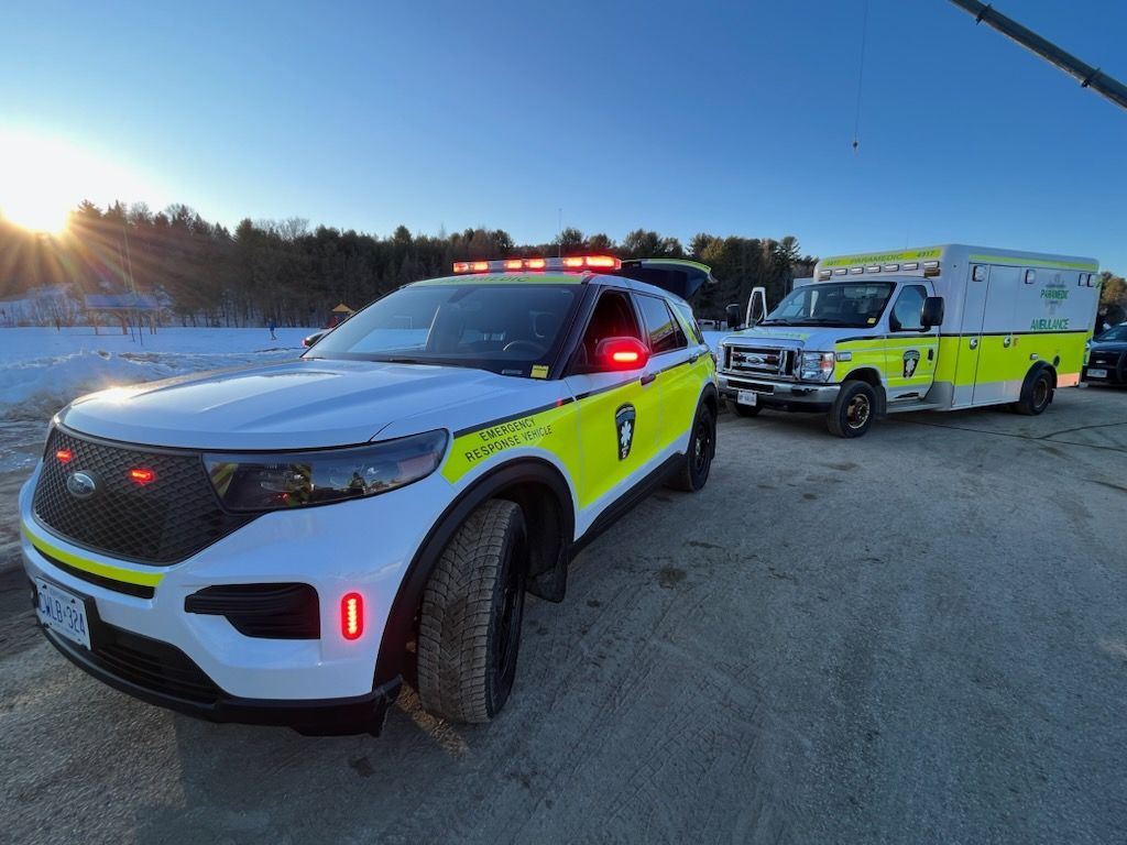 Two Haliburton County Paramedic Services emergency response vehicles 