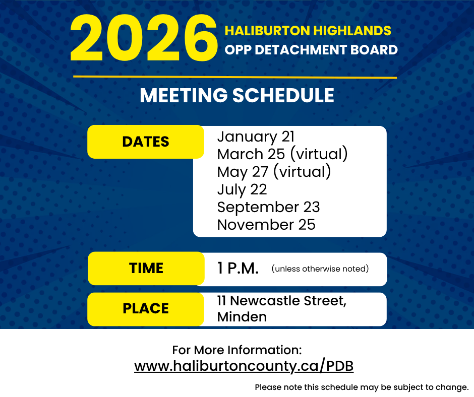 Police Detachment Board Schedule - 2026 Police Detachment Board Schedule - 2026