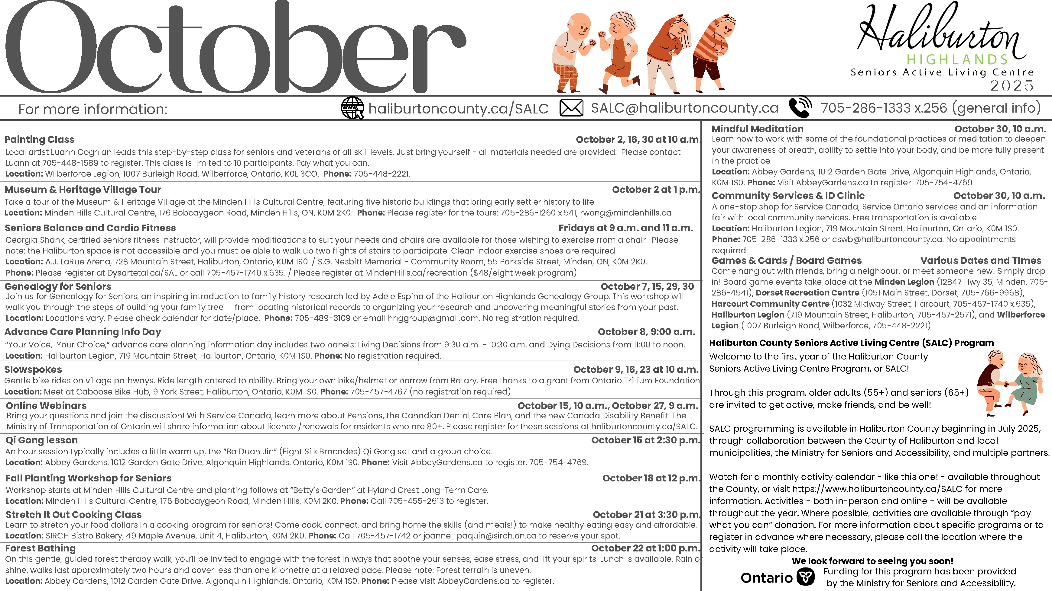 Click here to download the SALC October 2025 Calendar of events. If you require support please email cswb@haliburtoncounty.ca.