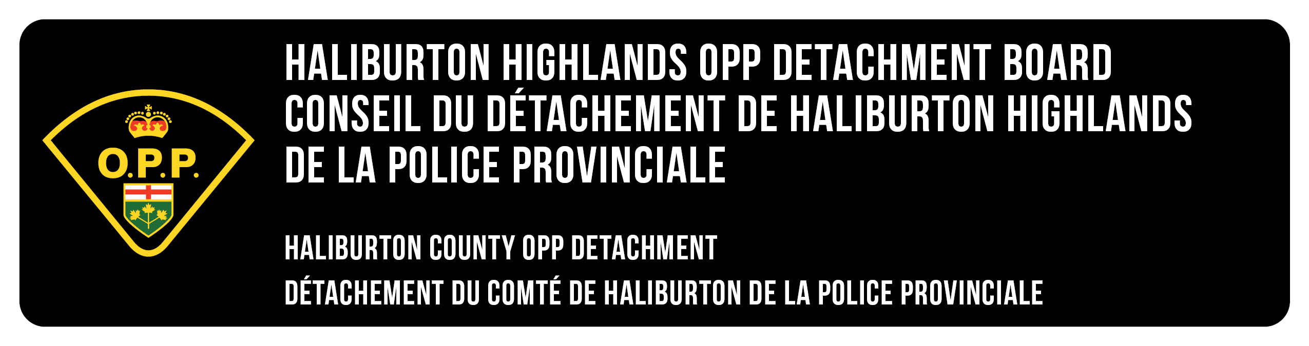 Logo for Haliburton Highlands OPP Detachment Board - the OPP crest and detachment board title