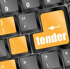 Keyboard key with the word Tender written on it