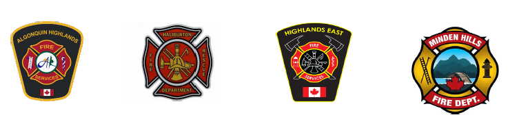 Four logos of fire departments of Haliburton County