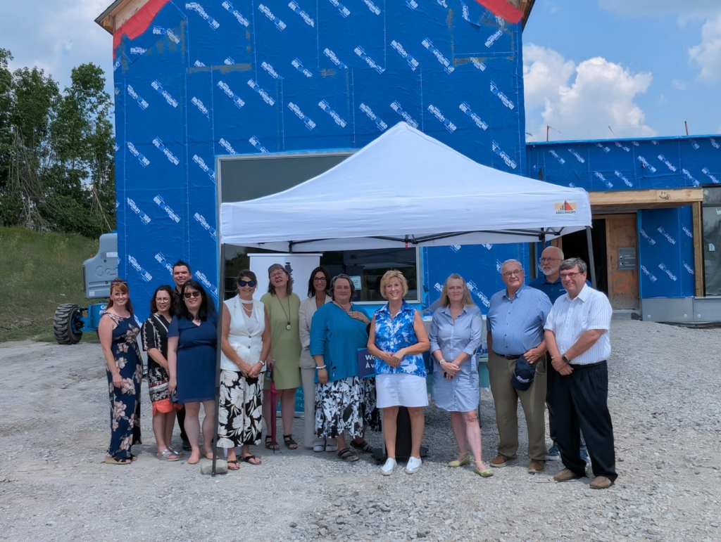 Representatives of the Kawartha Lakes Haliburton Ontario Health Team (KLH-OHT), Kawartha North Family Health Team and councillors from City of Kawartha Lakes and Haliburton County stand together to make a funding announcement.