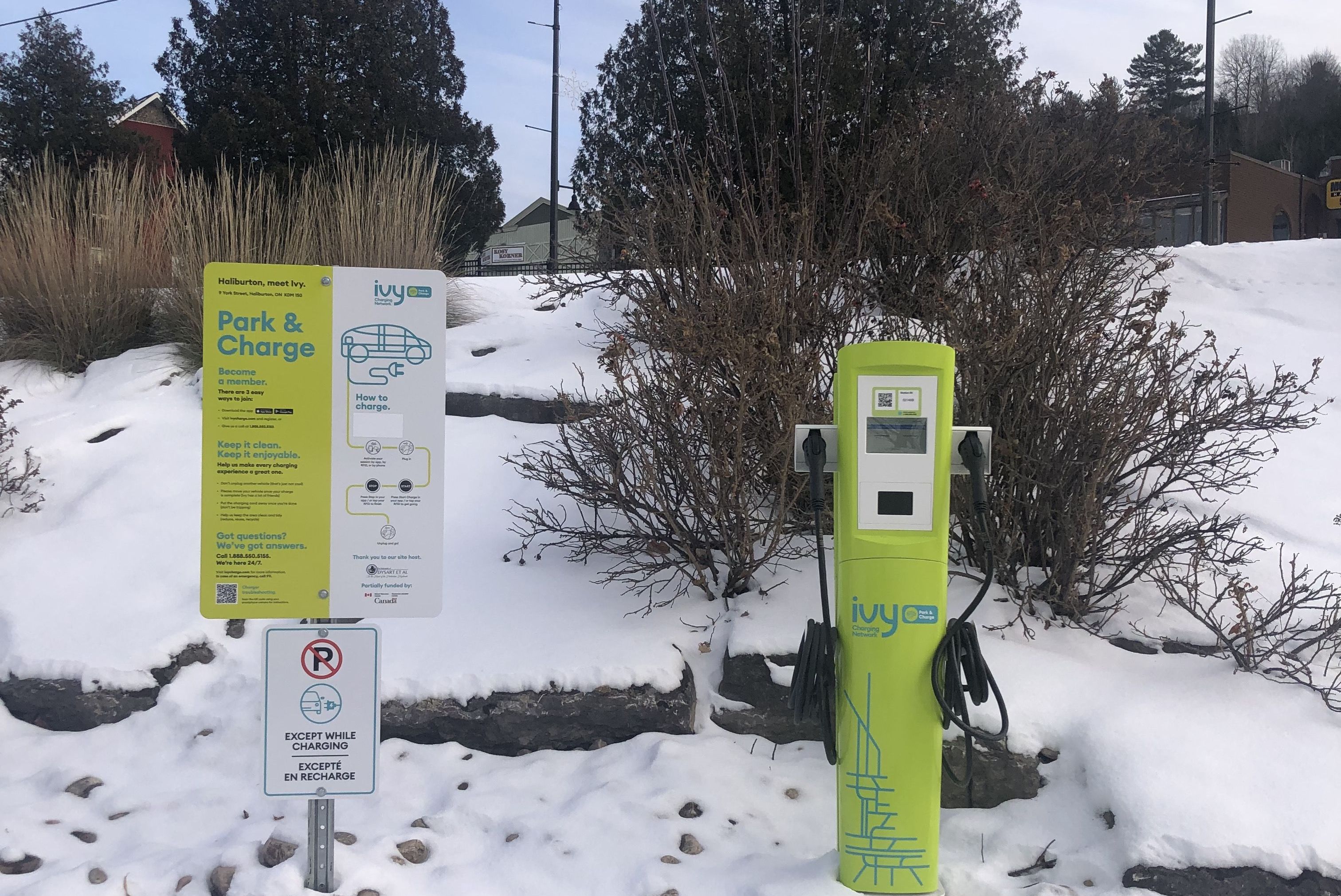 Image of the electric vehicle charging station in Haliburton