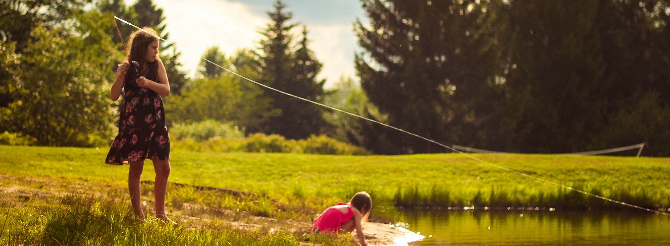 two girls fishing